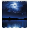 thumbnail image 3 of Ambesonne Night Shower Curtain, Fantasy Moon Calm Water, 69"Wx75"L, Navy Blue White Black, 3 of 3