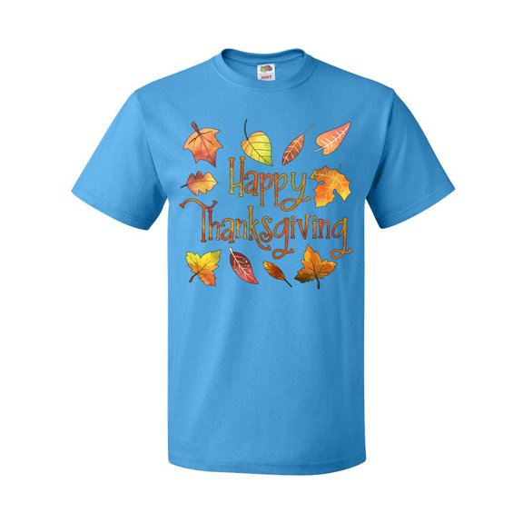 Inktastic Happy Thanksgiving Fall Leaves in Autumn Colors T-Shirt