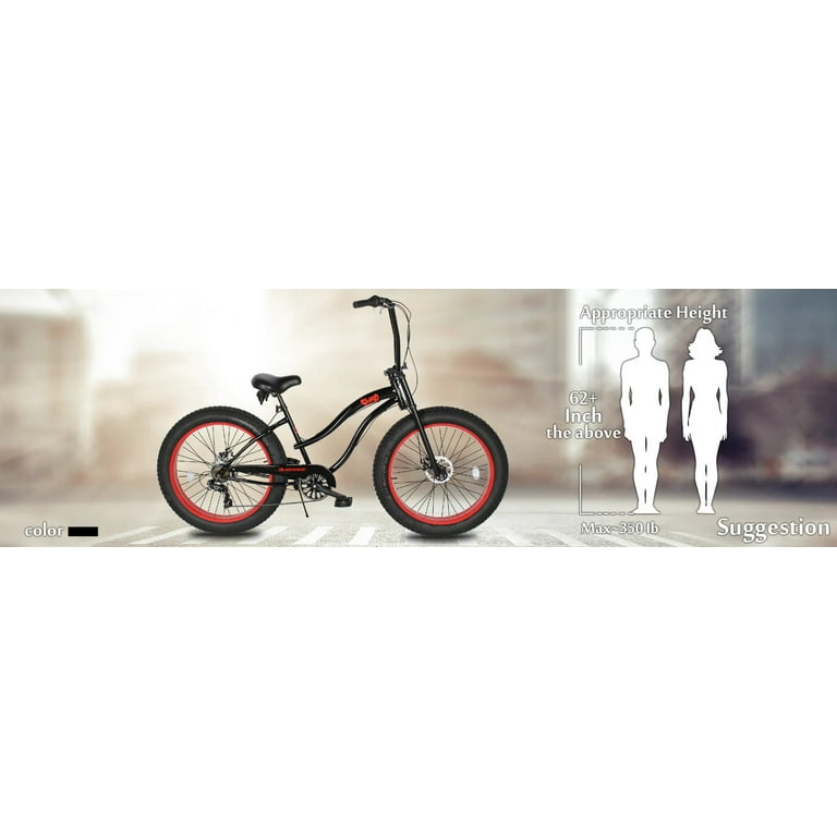 Micargi SLUGO SS 26-Inch Women's Fat Tire Beach Cruiser Bike –