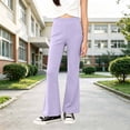 thumbnail image 2 of CONZONE Flared Pants for Big Girls High Waist Girls Bootcut Pants Solid Color Trendy Fall Back To School Trousers with Pockets Size 11-12 Years, 2 of 4