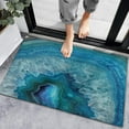 Abstract Marble Turquoise Blue Art Door Mat, Entrance Doormat