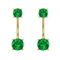 thumbnail image 3 of Yellow Solid Solid Gold Solitaire Stud Everyday Dainty Earrings - 3.0 Ct Brilliant Round Cut Studs Emerald 14K, Everyday Dainty Earrings Screw Back, 3 of 7