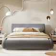 thumbnail image 2 of Amolife Full Size Bed Frame with Curved Adjustable Headboard, Fabric Upholstered Platform Bed, Grey, 2 of 6