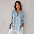 thumbnail image 4 of Nyfairy Women Floral Print Button Down Blouse, Long Sleeve Dressy Casual V Neck Loose Fit Shirts, 4 of 5