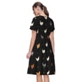 thumbnail image 2 of Bixox Robe d'Été à Manches Courtes pour Femmes Robe Ample Longueur Genou avec Poches-Dunny Chicken, 2 of 7