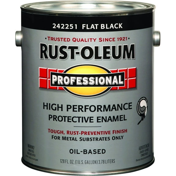 Rust-Oleum Professional High Performance Flat Black Paint - Durable - 1 Gallon