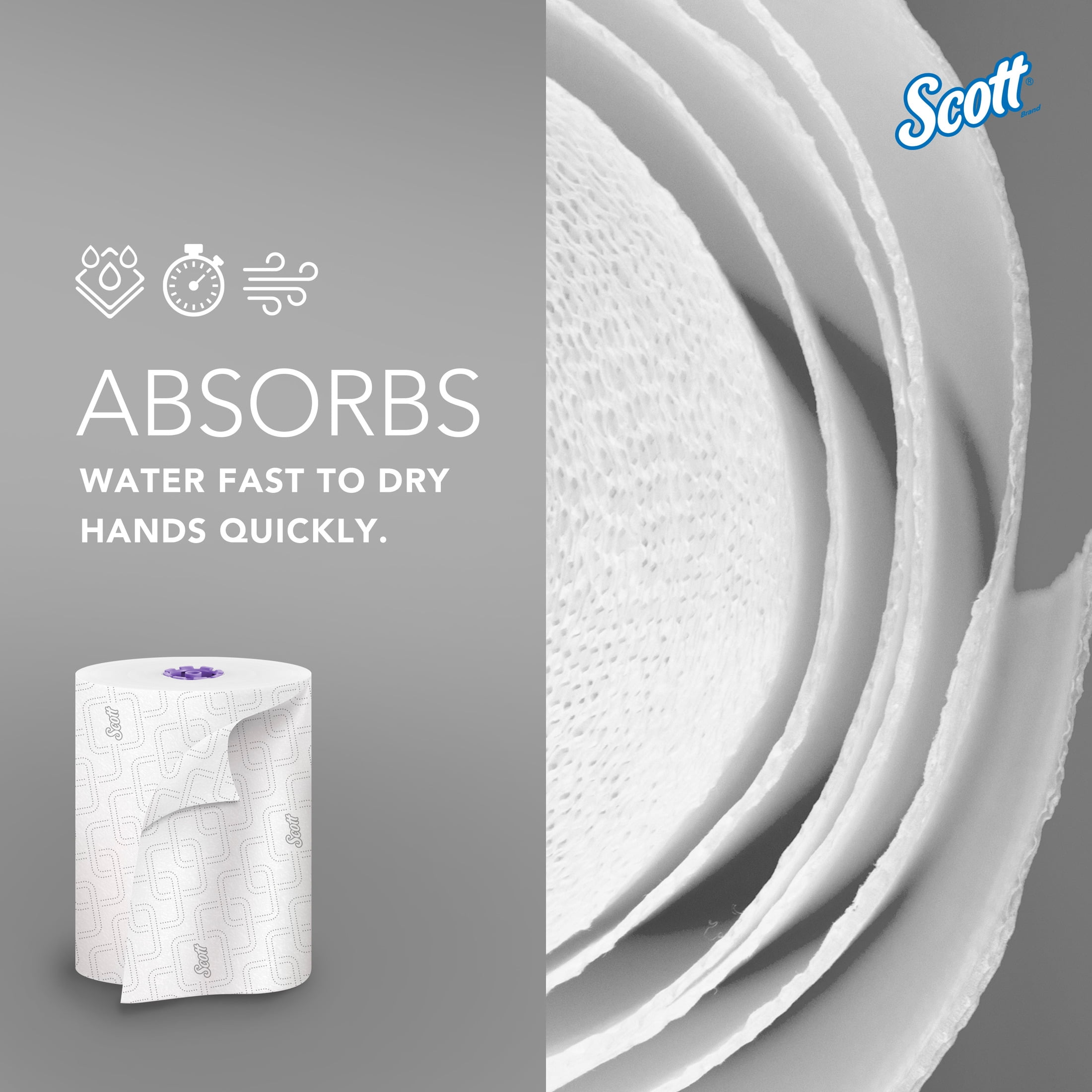 Scott® Professional High-Capacity Hard Roll Paper Towels, Bulk (02001), Hardwound, Elevated Design, Absorbency Pockets, Fits Purple Core Dispensers (6 Rolls, 950' Each)