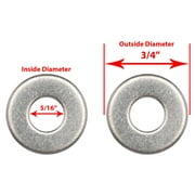 5/16 Stainless Flat Washer, 3/4 Outside Diameter (100 Pack) - Choose Size, by Bolt Dropper, 18-8 (304) Stainless Steel