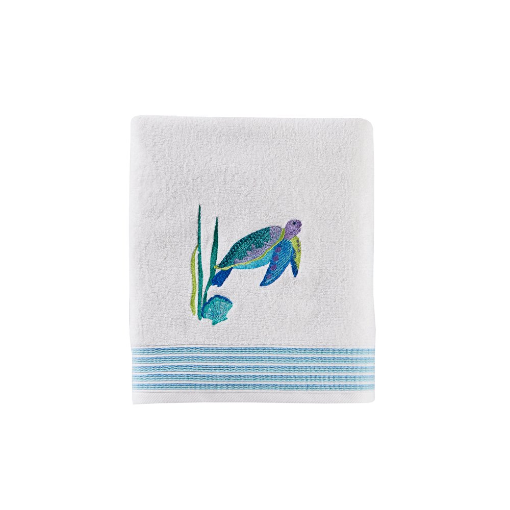 SKL Home Watercolor Ocean Bath Towel, White, 27" x 50"