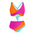 thumbnail image 3 of iTNHFP Women's Swimwear Plus Size Women High Waisted Bikini Sets Swimsuits Color Block Two Piece Drawstring Bathing Suit, 3 of 3