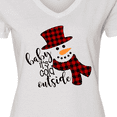 thumbnail image 4 of Inktastic Baby It's Cold Outside Cute Snowman in Plaid Print Women's V-Neck T-Shirt, 4 of 5