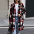 thumbnail image 2 of Floleo Women's Plaid Long Coat Open Front Lapel Collar Casual Winter Warm Outerwear with Pockets Button Down Full Length Jacket, 2 of 9