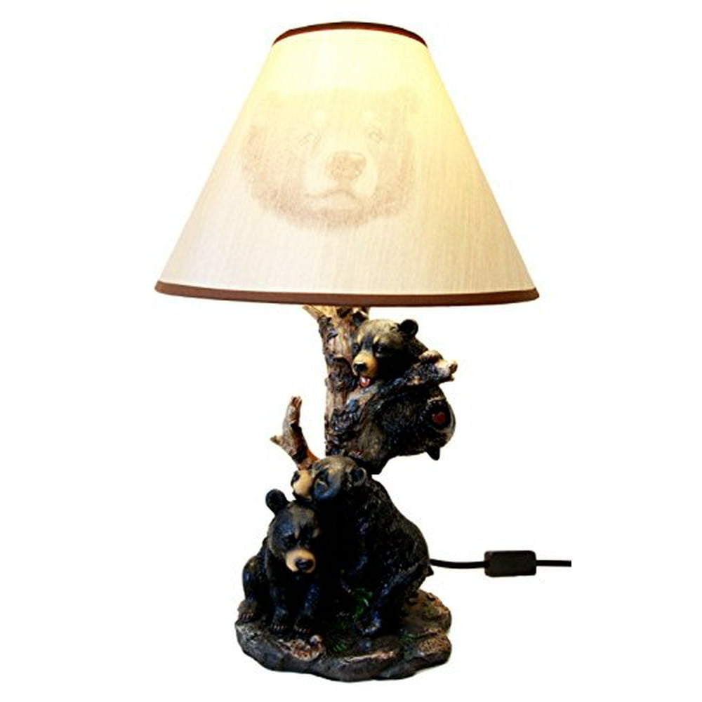 Ebros Wildlife Whimsical Climbing Black Bear Cubs Table Lamp Statue