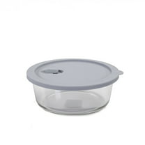 Click Clack 1 Quart Cook Round Heatproof Glass Container | Grey