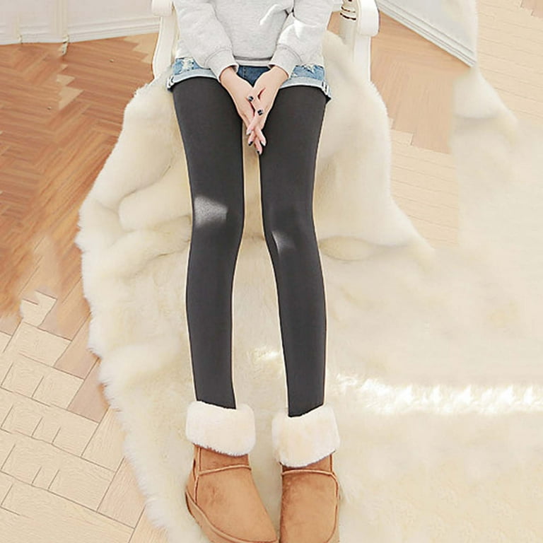 Winter Super Thick Cashmere Wool Leggings for Women Fuzzy High