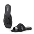 thumbnail image 1 of Sandalias planas Hofeny Rhinestone de piel sin cordones para mujer, 1 of 6