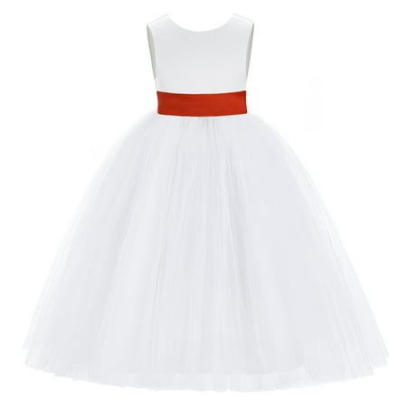 

Ekidsbridal White V-Back Satin Special Occasion Dresses for Toddler Girls Junior Pageant Mini Bridal Gown 219T 6
