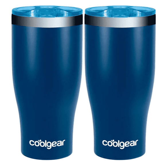 Cool Gear 2-Pack 20 Ounce Curve Tumbler | Stainless Steel Double Wall Vacuum Sealed Water Bottle with Slider Lid