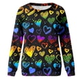 thumbnail image 5 of Penkiiy Women's Round Neck Valentine's Day Love Printing Loose Fitting Sweater Long Sleeve Hoodless Sweatshirts M Black, 5 of 7
