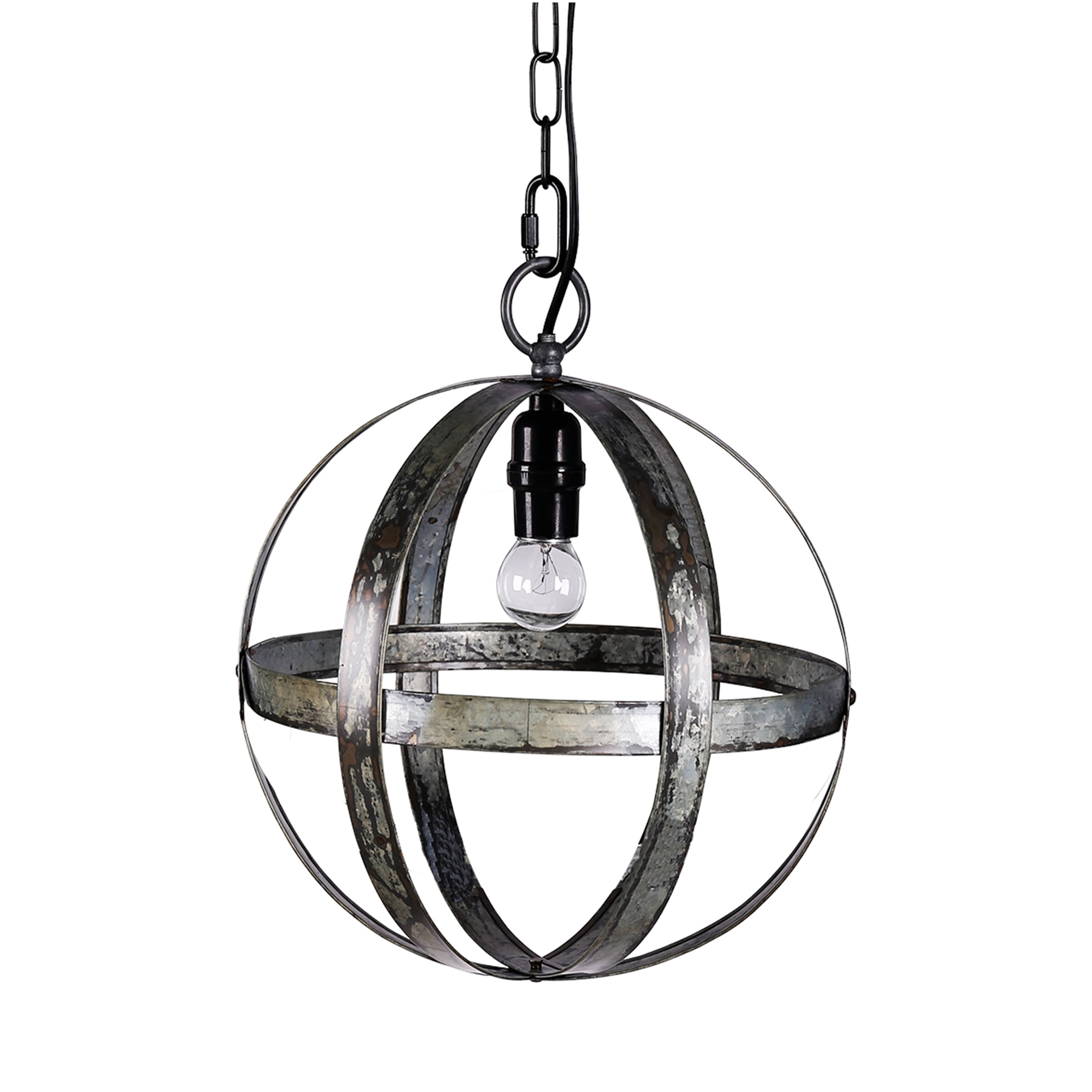 JERFIT Antique Iron Globe Pendant Light, Industrial Hanging Chandelier Fixture for Kitchen Island, Dining Room, Foyer, Bulb Not Included