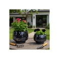 thumbnail image 3 of Round Mosaic Disco Mosaic Flower Pots for Home Decor - Modern Metal Planter for Indoor and Outdoor Styling - Plant Pots for Living Room and Garden Display - Set of 2, 9", 6", Black, 3 of 10