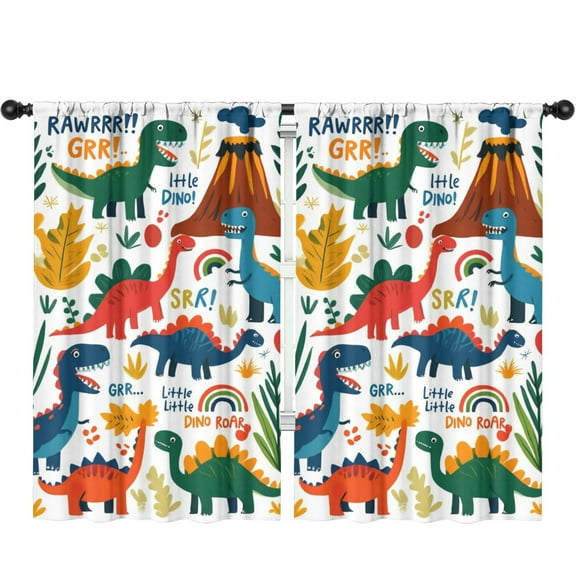 Blackout Kids Curtains,Cute Dinosaur Pattern Childrens Insulated Curtains Set Of 2,Bedroom Essentials,Toddler Room Decor 52x84in(132x213cm)