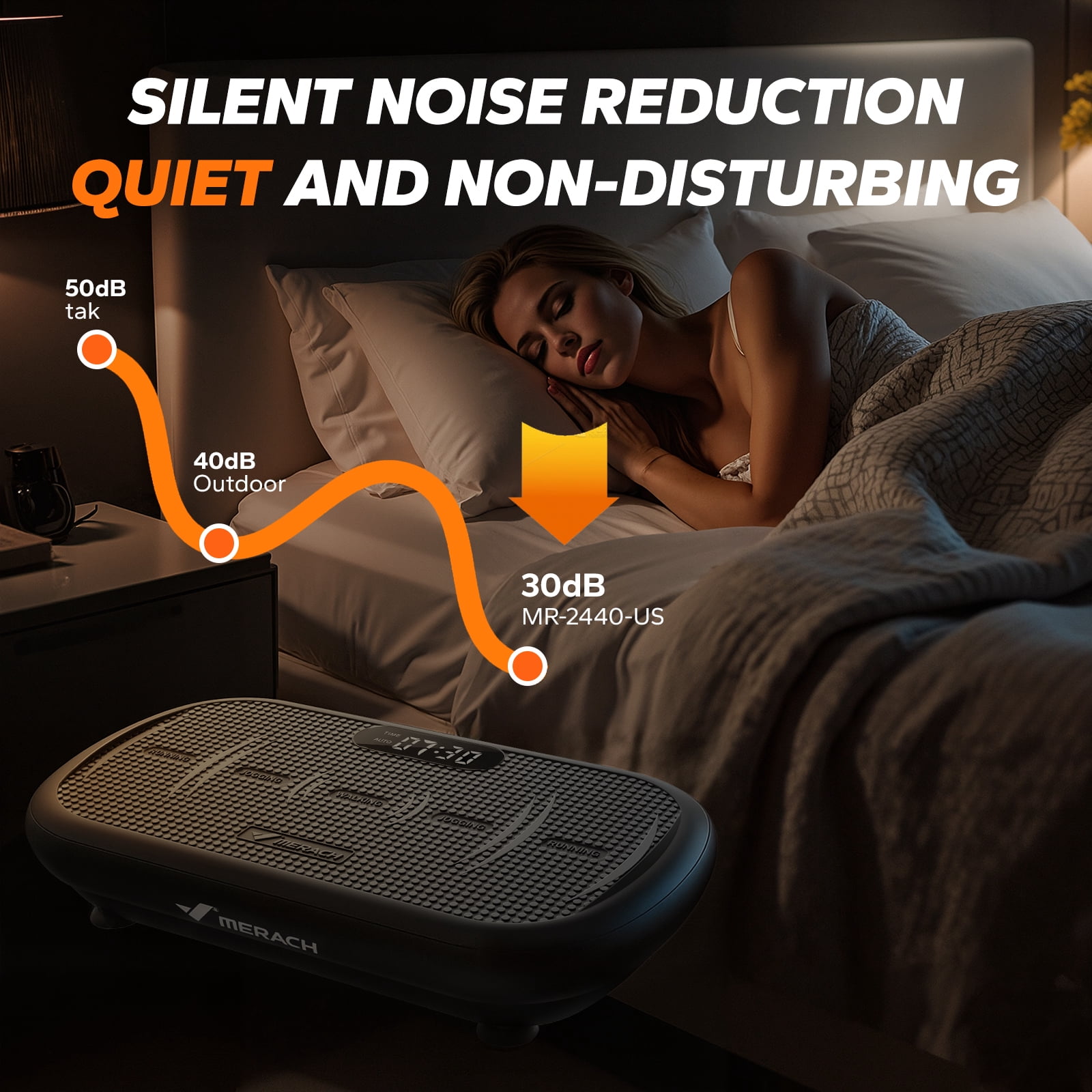 MERACH Vibrating Board - 440 lbs Support, Enhanced Motor, Bluetooth Sync, Full Body Fatburning, Home Gym Equipment