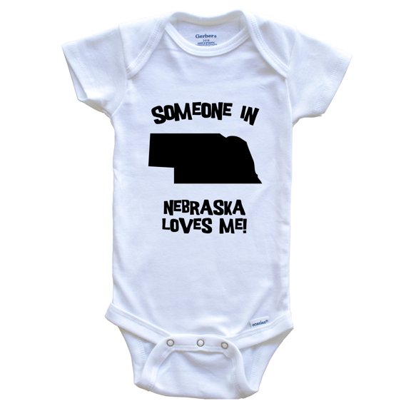 Someone In Nebraska Loves Me State Silhouette Cute Baby Bodysuit - One Piece Baby Bodysuit, 0-3 Months White