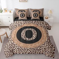 Feelyou Initial O Kid Bedding Comforter Set 7pcs, Cheetah Leopard Print King Bedding Sets