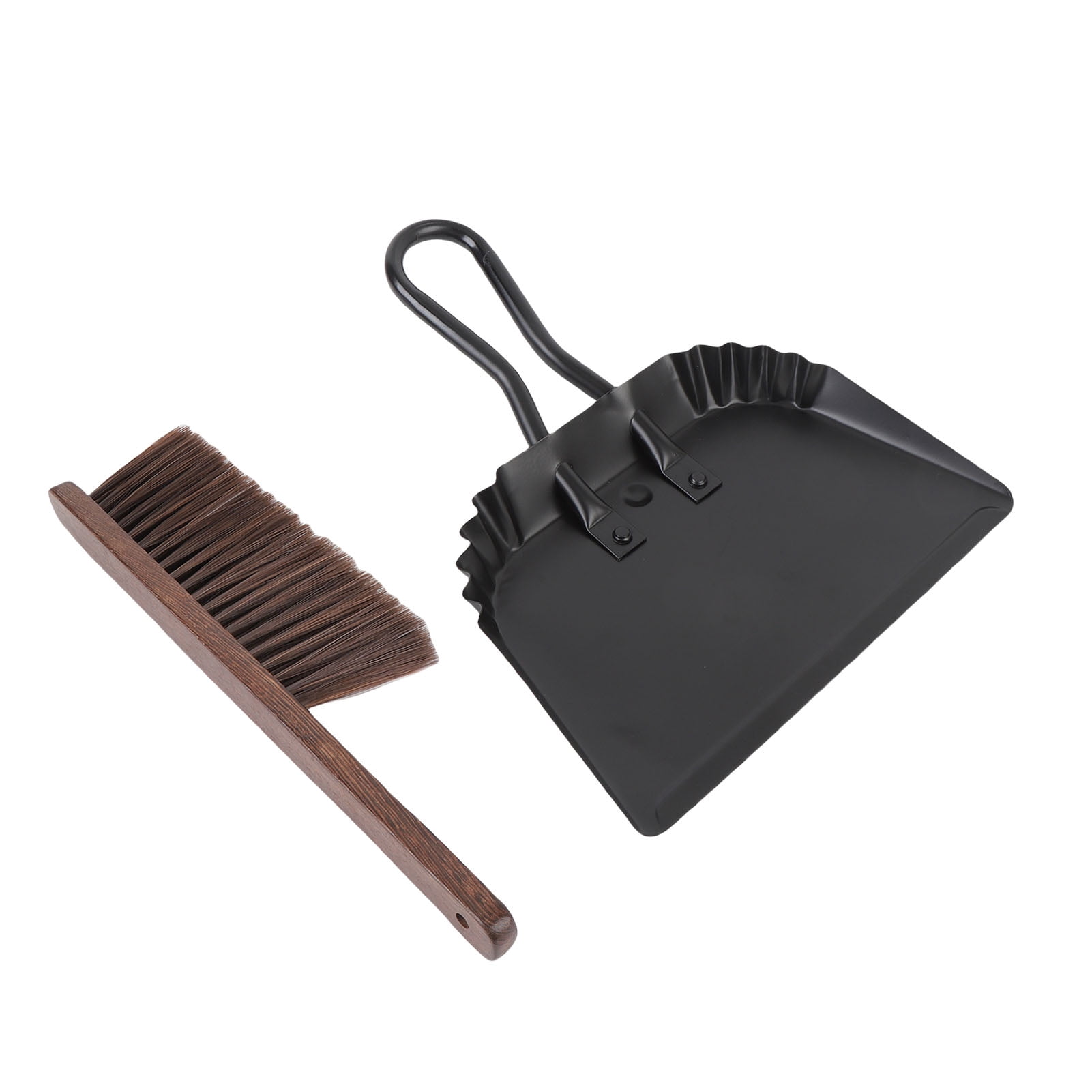 Dust Pan Broom, Rustproof Lightweight Stainless Steel Beech Dustpan and Brush Set  for Kitchen
