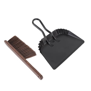 Dust Pan Broom, Rustproof Lightweight Stainless Steel Beech Dustpan and Brush Set  for Kitchen