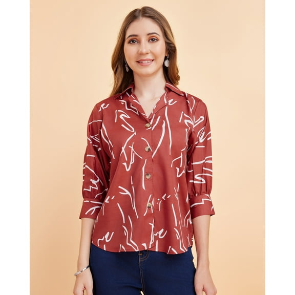 harshiv enterprise women's crepe fabric printed half sleeve shirt