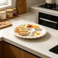 thumbnail image 5 of FEOLGEHLY 3PCS Round Plastic Plates, Divided Plates for Adults, Reusable Food Tray, Plastic Plates For Party, Plastic Dinner Plates with Compartments, for Home Travel & Outdoor 10 in (Beige), 5 of 7
