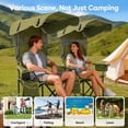 thumbnail image 6 of DKMOCO 2 Pack Camping Chairs with Canopy, Outdoor Folding Chairs with Adjustable Sun Shade, Cup Holder, Side Pocket, Heavy Duty Portable Lawn Chairs for Adults, Green, 6 of 8