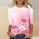 thumbnail image 1 of ICHUANYI Clearance Women's Fashion Printing Loose T-shirt Mid-length 3/4 Sleeves Blouse Round Neck Casual Tops(Pink, L) ICHUANYI WER2023080901403, 1 of 5