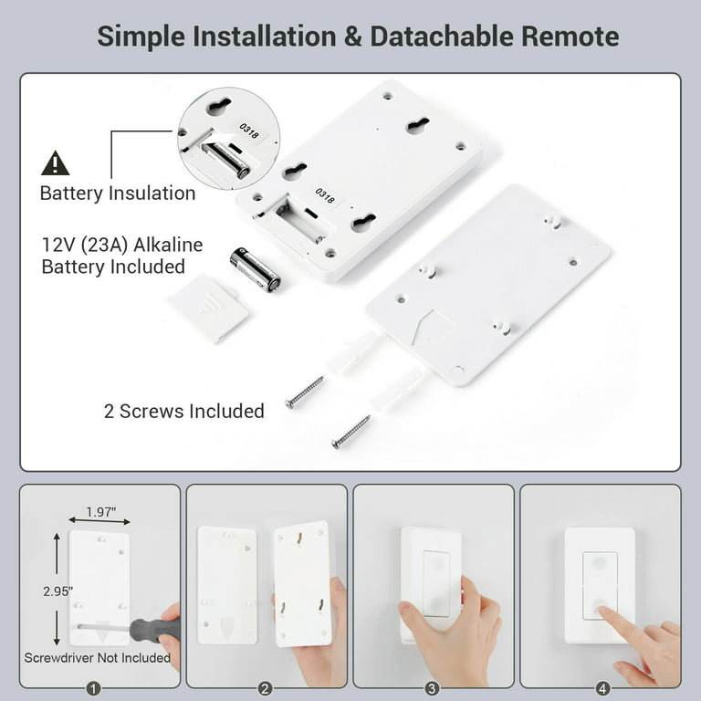 DEWENWILS Wireless Light Switch and Receiver Kit, 100 ft RF Range, Remote Control Wall Switch for Ceiling Lights, Fans, Lamps
