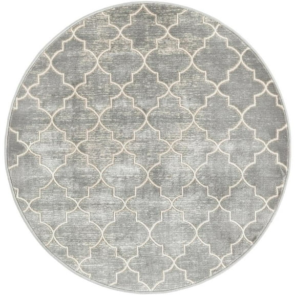 Jill Zarin Uptown Collection Area Rug - Lincoln Center (3' 3" Round Gray/Ivory)
