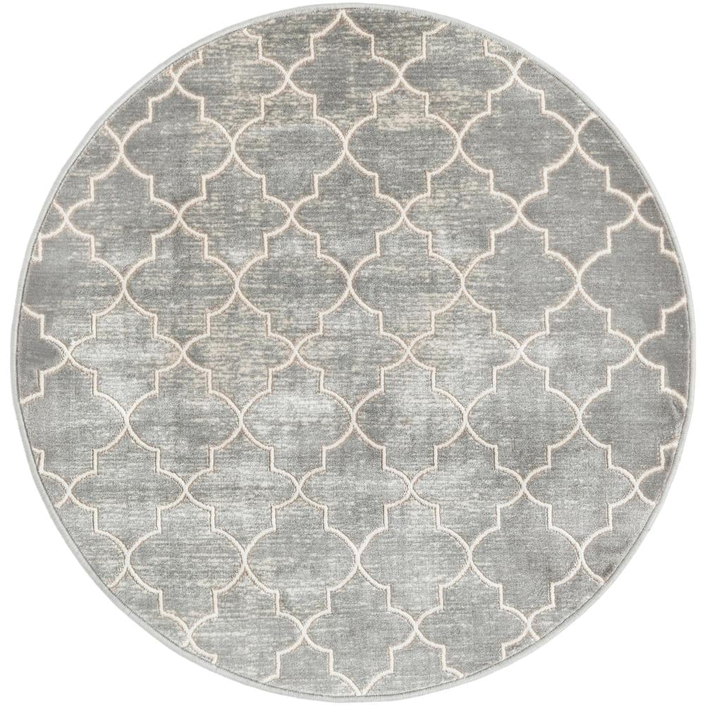Jill Zarin Uptown Collection Area Rug - Lincoln Center (3 3 Round Gray/Ivory)