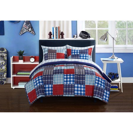 Mainstays Kids Mad Plaid Blue Bed In A B - Walmart.com