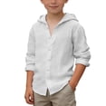 thumbnail image 2 of LYHaoo Boys Summer Shirt Long Sleeve Button Down Beach Top Breathable Solid Color Casual Wear For And Youth Basic Tees Casual Tops,Sizes 10-11 Years, 2 of 6