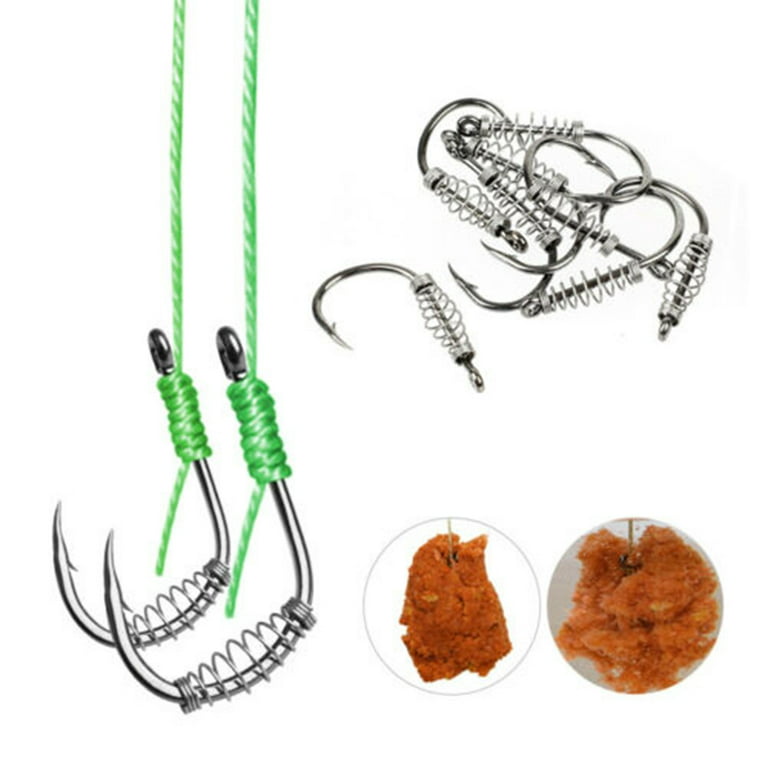BTOER 10pcs/Bag Carp Fishing Spring Hook Barbed Baitholder Hooks