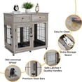thumbnail image 4 of Dog Crate Furniture with 2 Drawer,39.4" Large Wooden Dog Kennel Crate End Table with Wheels,Dog Cage Dog House for Small/Medium/Large Dog,Sturdy Anti, 4 of 9
