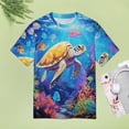 thumbnail image 4 of Nautical Green Sea Turtles Women's Short Sleeve T-Shirt Crew Neck Casual Summer Trendy Loose Fit Tops, 4 of 6