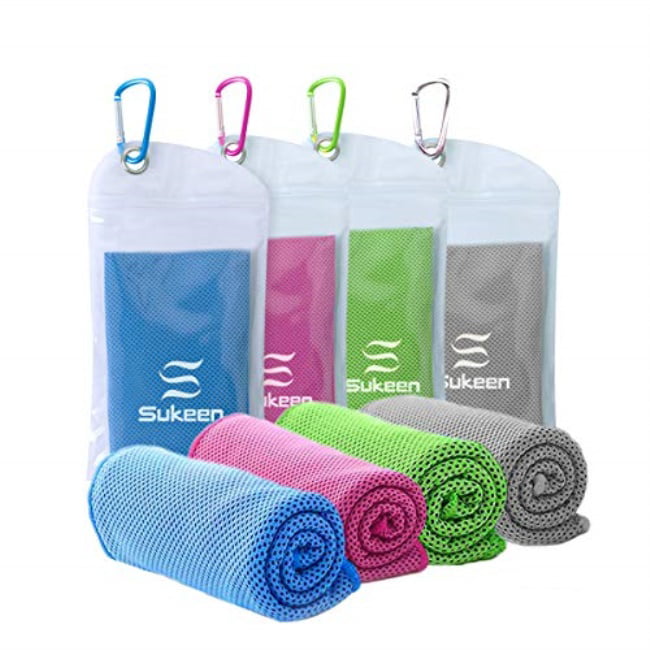 Sukeen ,Ice Towel,Soft Breathable Chilly Towel,Microfiber Towel for Yoga,Sport,Running,Gym,Workout,Camping,Fitness,Workout & More Activities 4 Pack Cooling Towel 40x12 