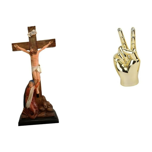 Estatua católica,Estatua de la Madre Figura Colección Religiosa,Figura de la cruz de Jesús Escultura católica decoración,Escultura de estatua,Estatuas y figuras con gestos de los dedos de