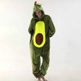 thumbnail image 2 of Unisex Avocado Cartoon Onesie Pajamas Couple Sleepwear Jumpsuit for Adults Loungewear, 2 of 6