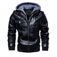 thumbnail image 3 of Chaqueta de cuero de otoño e invierno para hombre de estilo europeo y americano Chaqueta de cuero con capucha de cuero sintético para hombre, 3 of 6