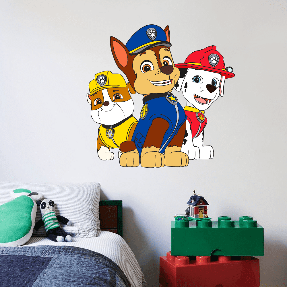 PAW PATROL RUBBLE PERSONALISED WALL STICKER children's bedroom decal art graphic 