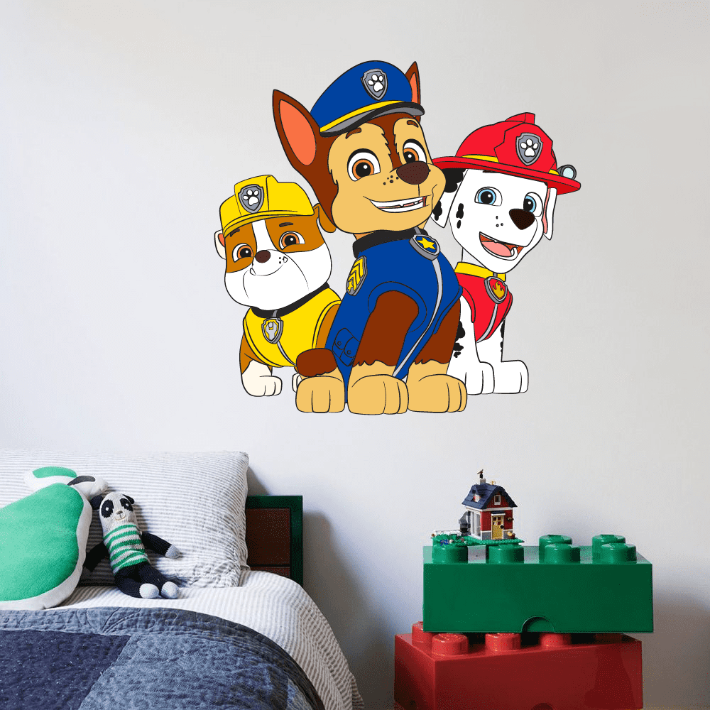 Paw Patrol Marshall Rubble Chase Cartoon Character Graphic Decal