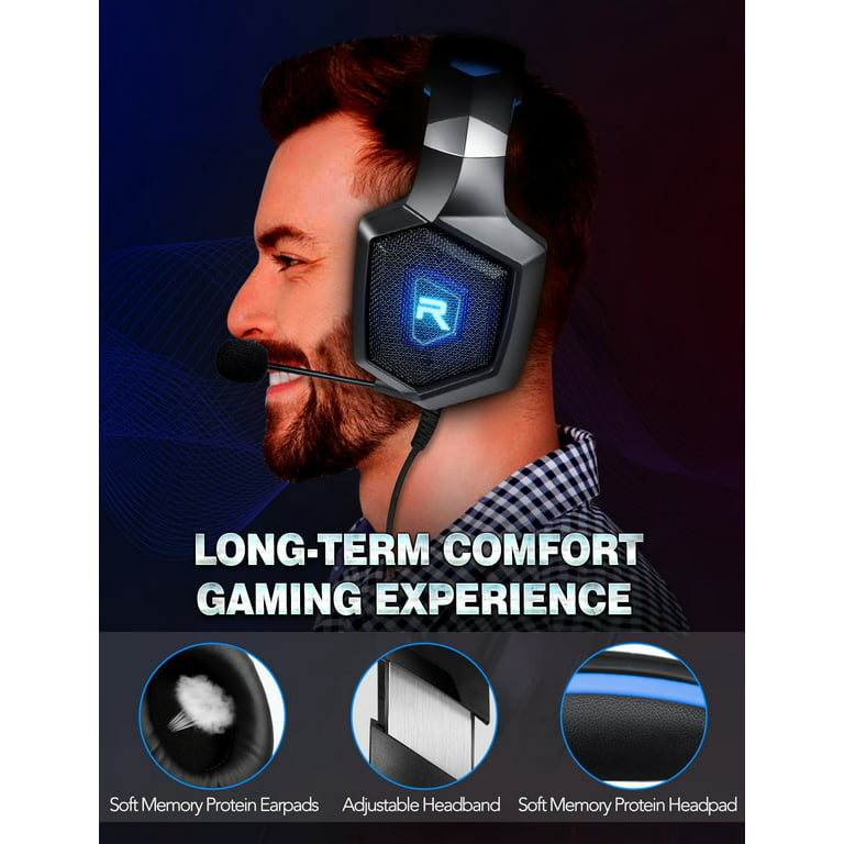 RUNMUS K8 Gaming Headset for Xbox One, PS4 Headset with Surround Sound,  Over Ear Headphones with Noise Canceling Mic & RGB Light, Compatible with  Nintendo Switch Mac 